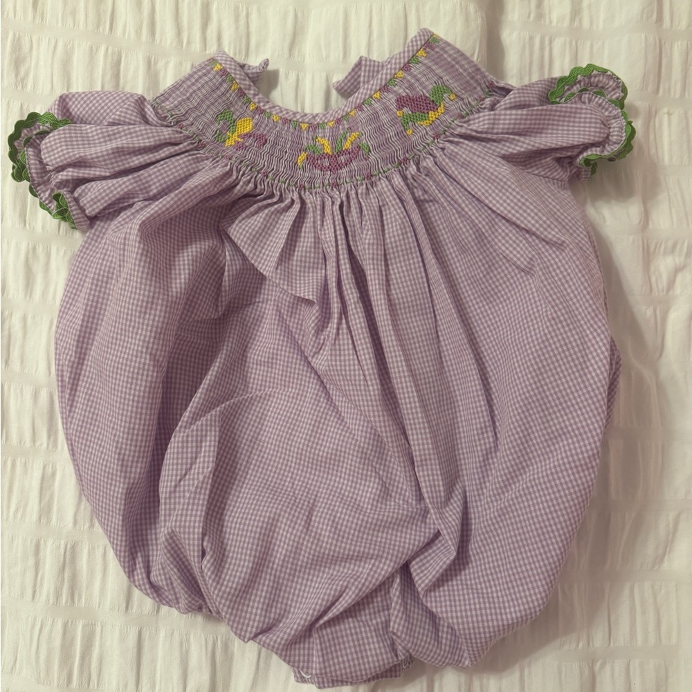 Purple Gingham Mardi Gras Smock